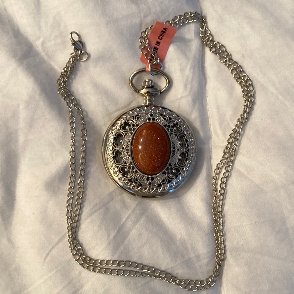 NWT Strada necklace/pocket watch with sparkle gemstone